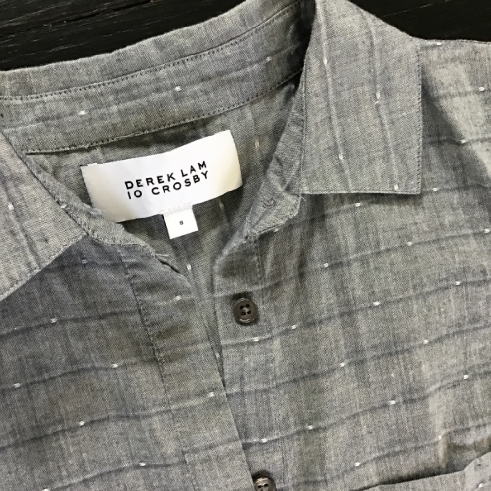 Derek Lam Collard Shirt Dress: seersucker - collard - denim - shirt dress - Picture 2 of 3